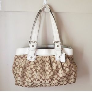 Coach Xlarge signature bag tan & white 18x11x4